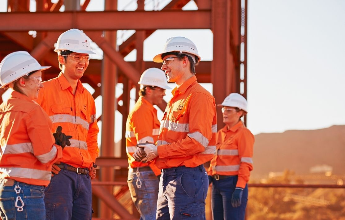 mining, team, smiling, on site