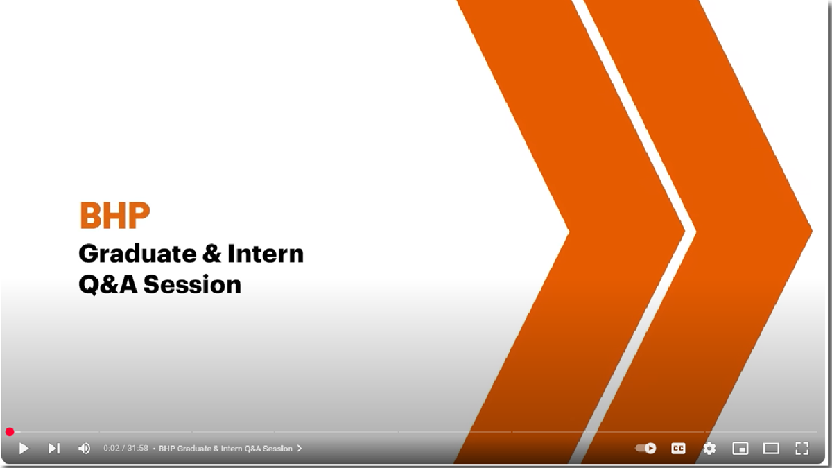BHP Graduate and Intern Q and A session video page