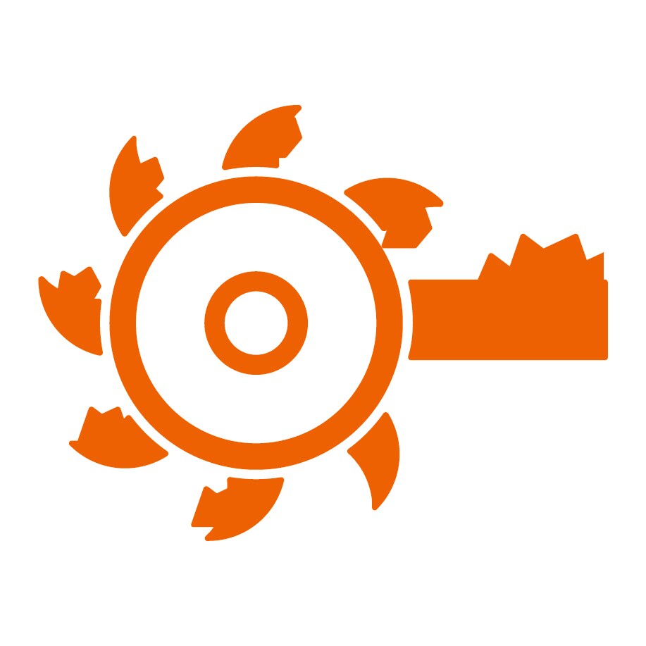 Icon of cutter head and blade in orange