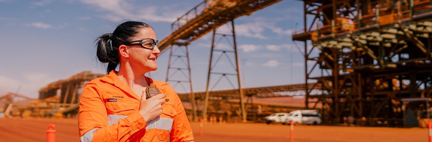 Mining, woman, on site