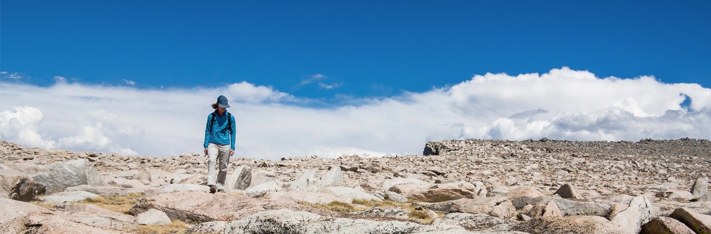 person walking over landscape