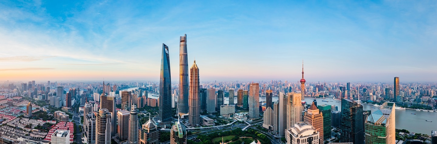 Cityscape at sunrise