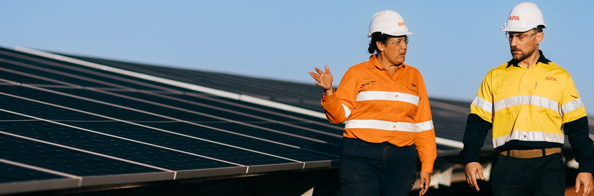 people and solar panels