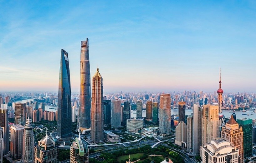 Cityscape at sunrise