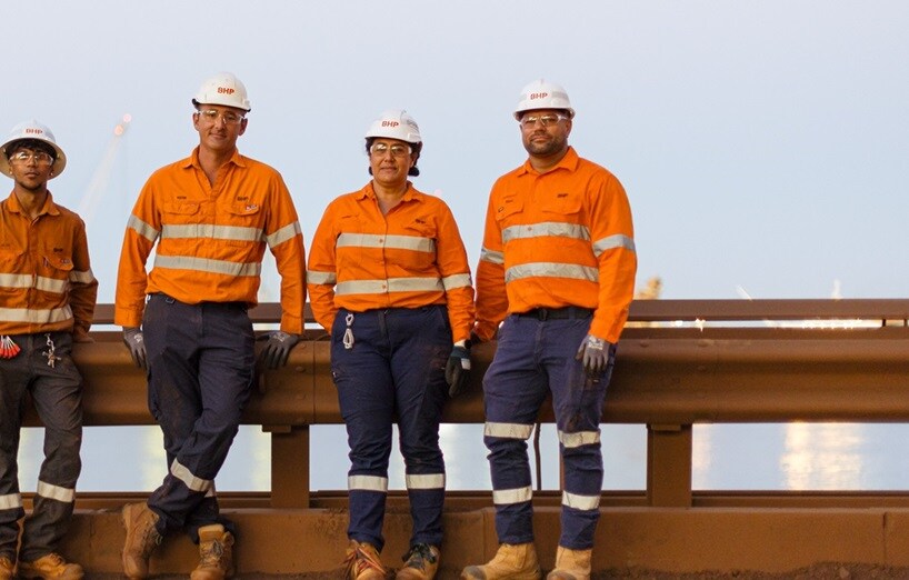 people at iron ore site