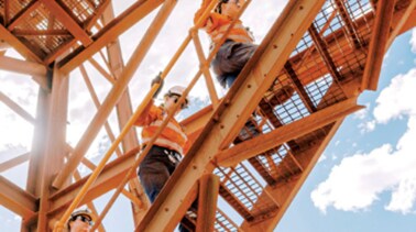 ladder and people