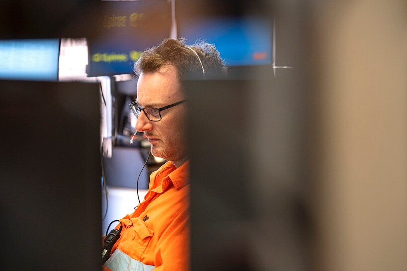 Person wearing headset working