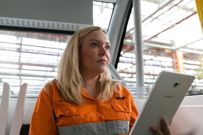 Worker with an ipad