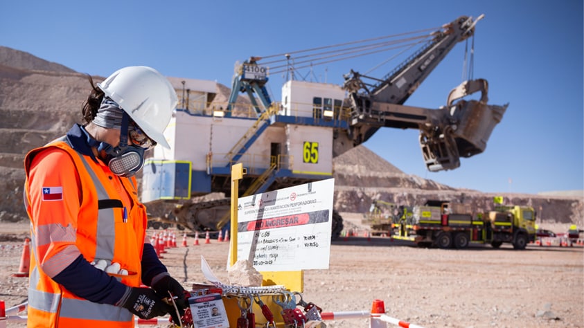 person on site with equipment