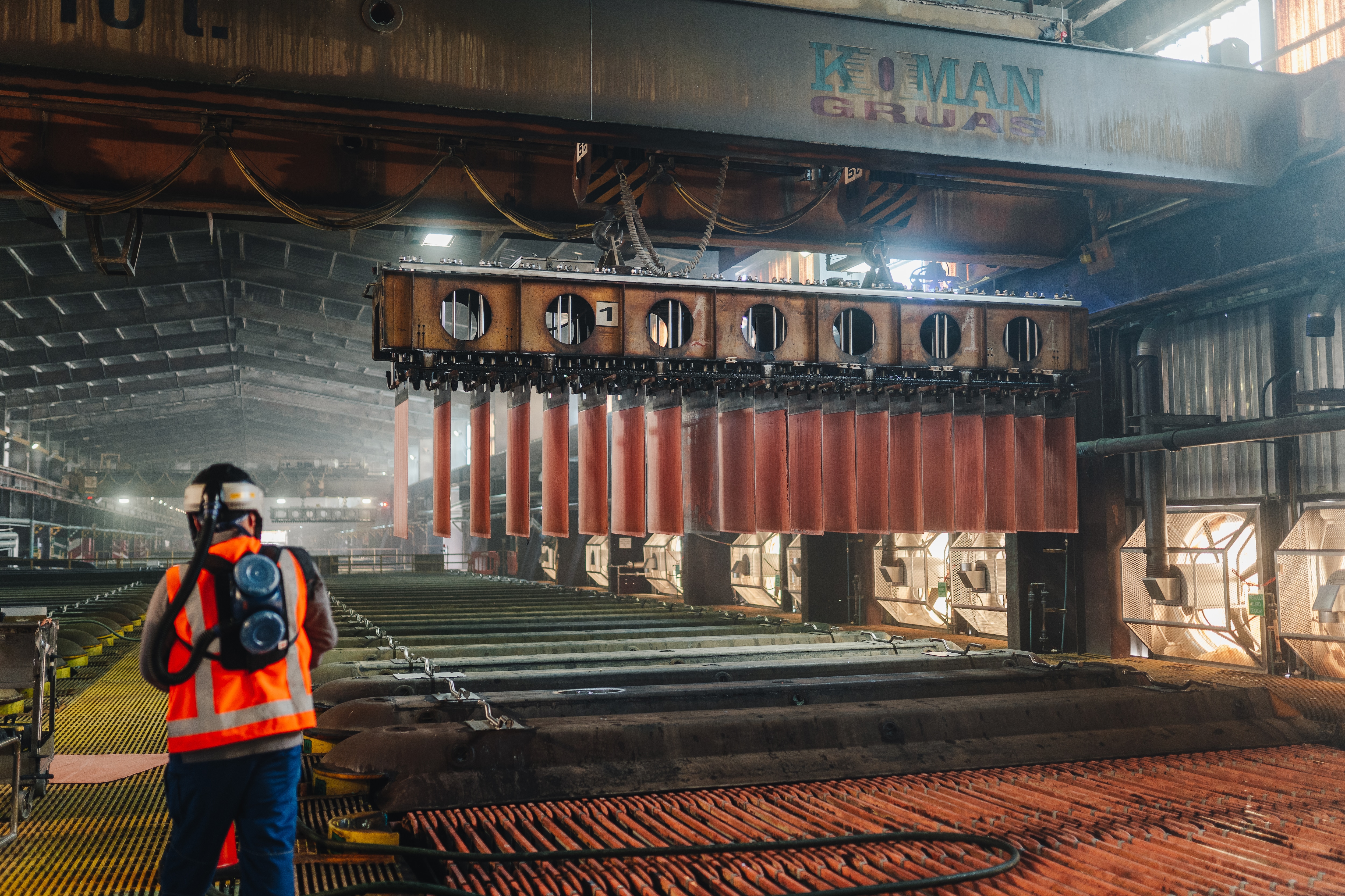Copper mining and processing facility at a large industrial site
