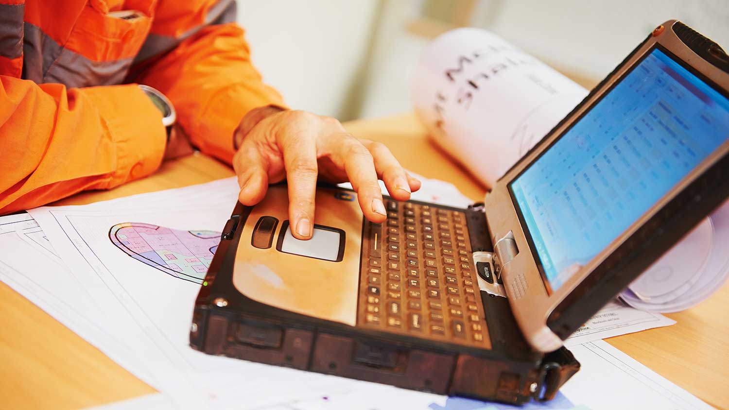 Site laptop and work papers