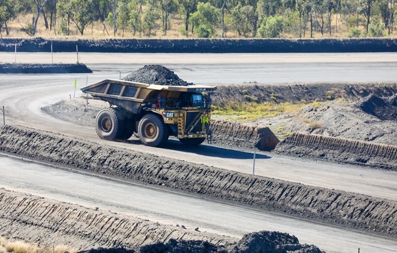 coal truck on a winding road