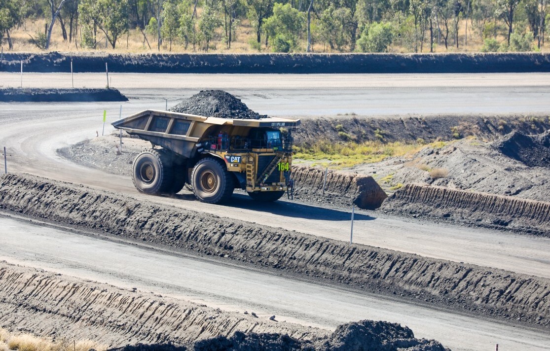 coal truck on a winding road