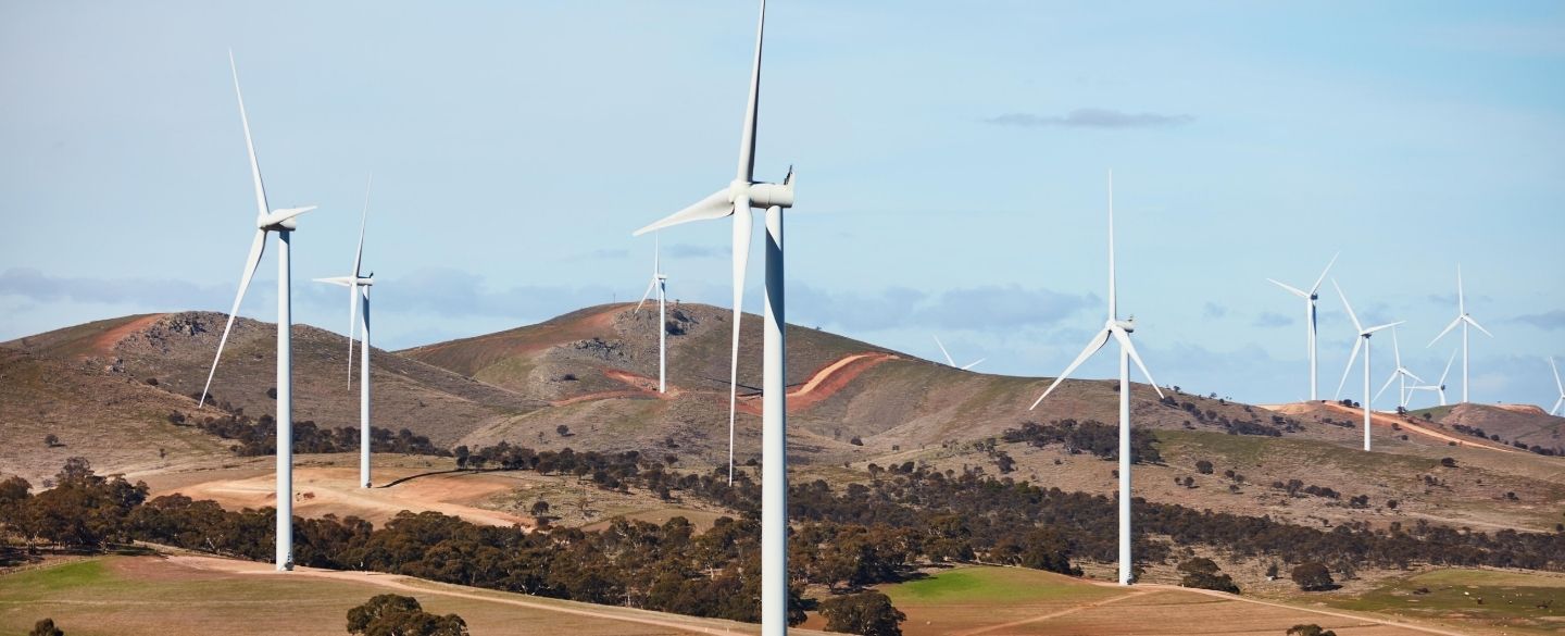 Wind farm and hills