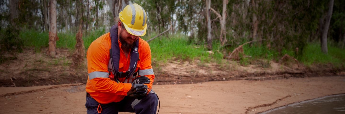 worker kneeling