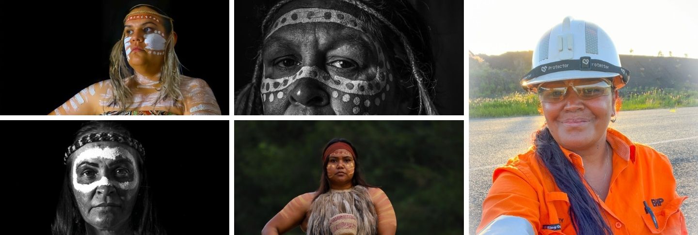 five indigenous woman collage photo