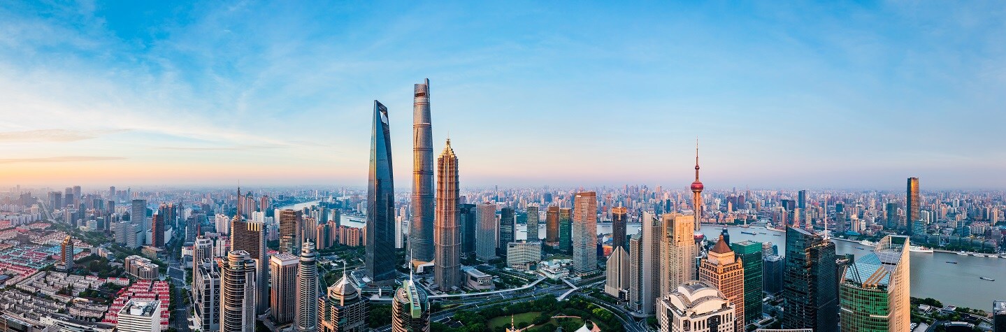 Cityscape at sunrise