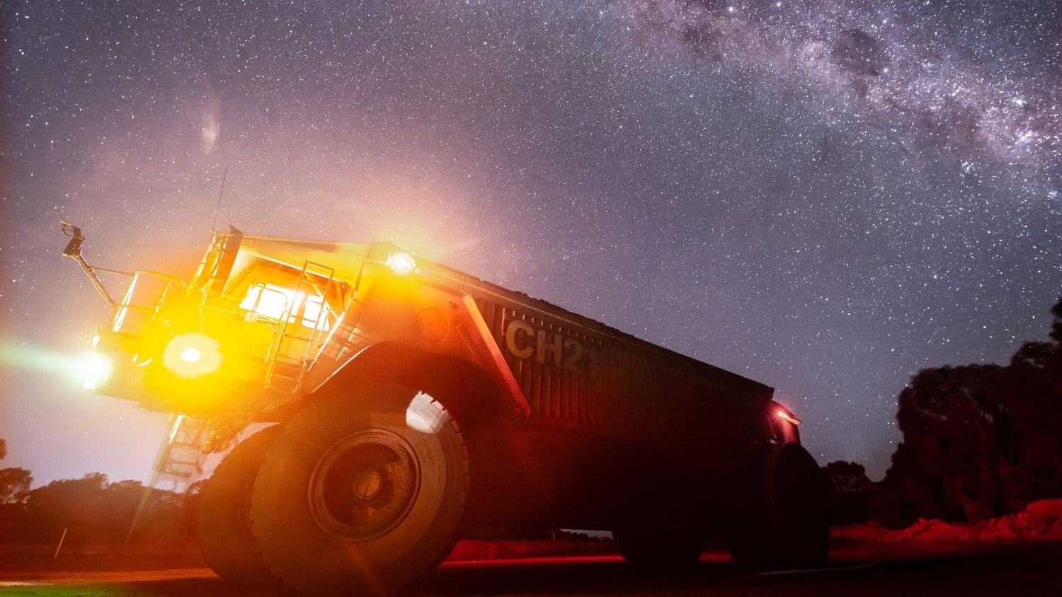 Blackwater truck beneath stars