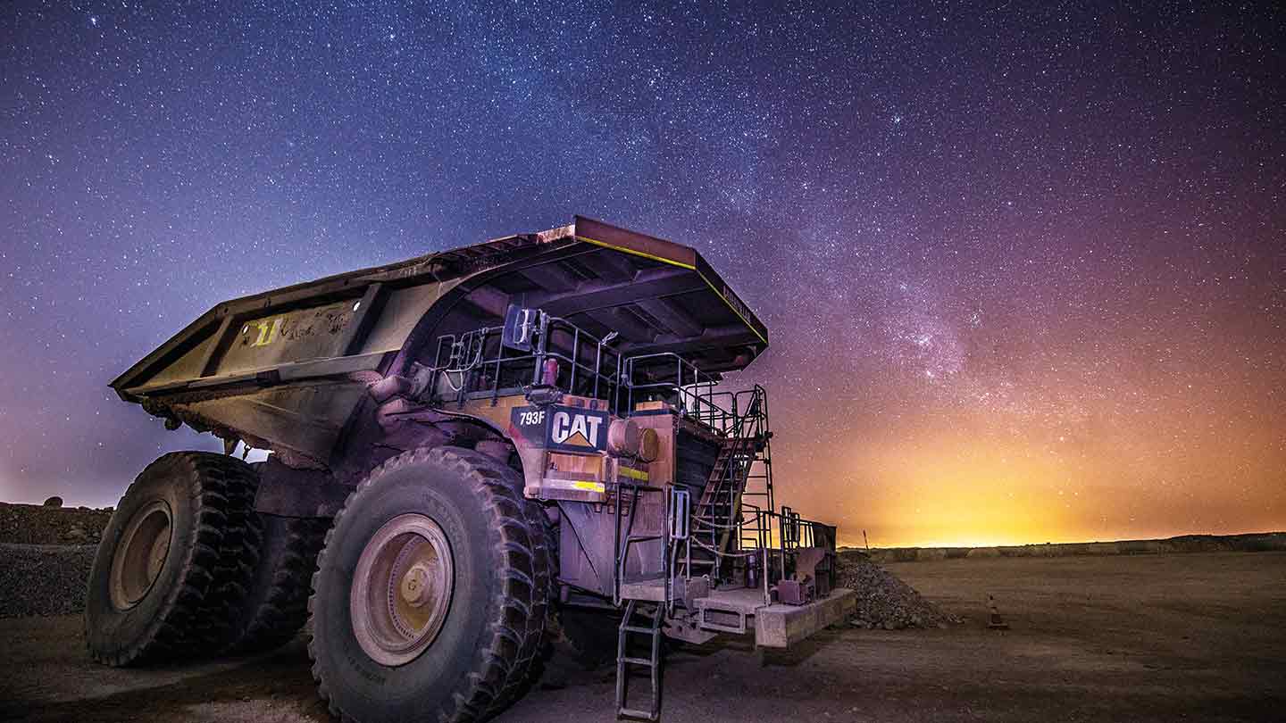Escondida truck at night